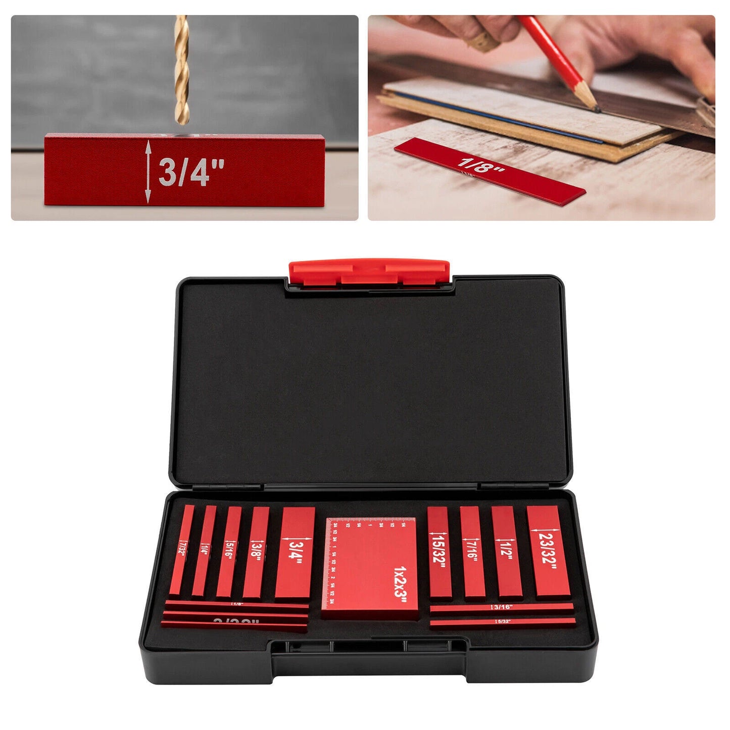 15 Precision Setup Blocks Set for Woodworking - Aluminum Height Gauge Blocks for Router Table and Table Saw Calibration