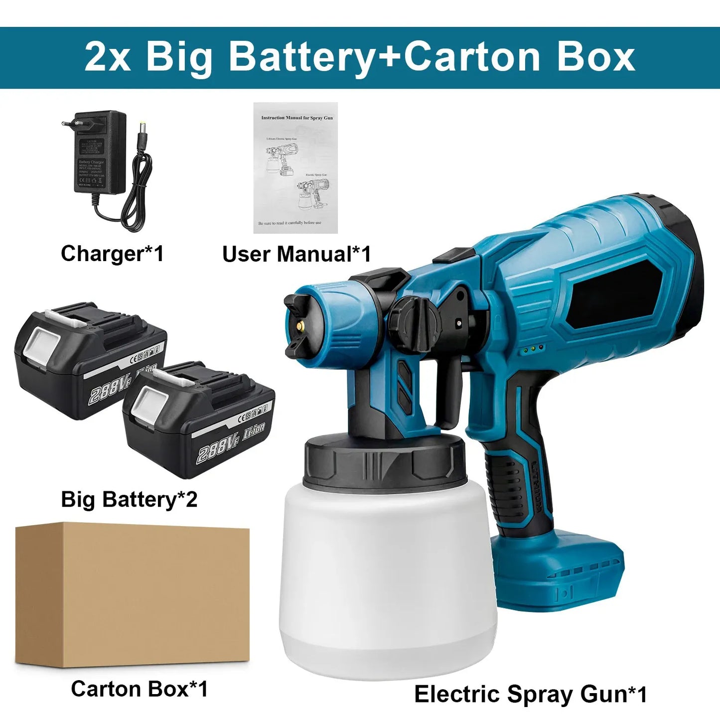 Cordless Paint Sprayer Handheld Airless Spray Paint Gun