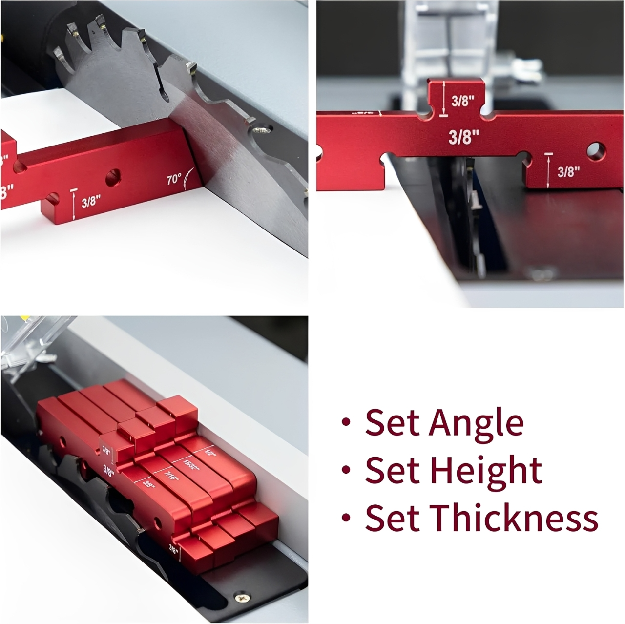 14 Precision Setup Blocks Set for Woodworking - Aluminum Height Gauge Blocks for Router Table and Table Saw Calibration
