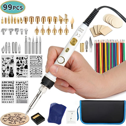 99-Pcs Wood Burning Pen & Soldering Iron Kit – Professional Wood Burner Pyrography Pen & Wood Scorching Pen Set