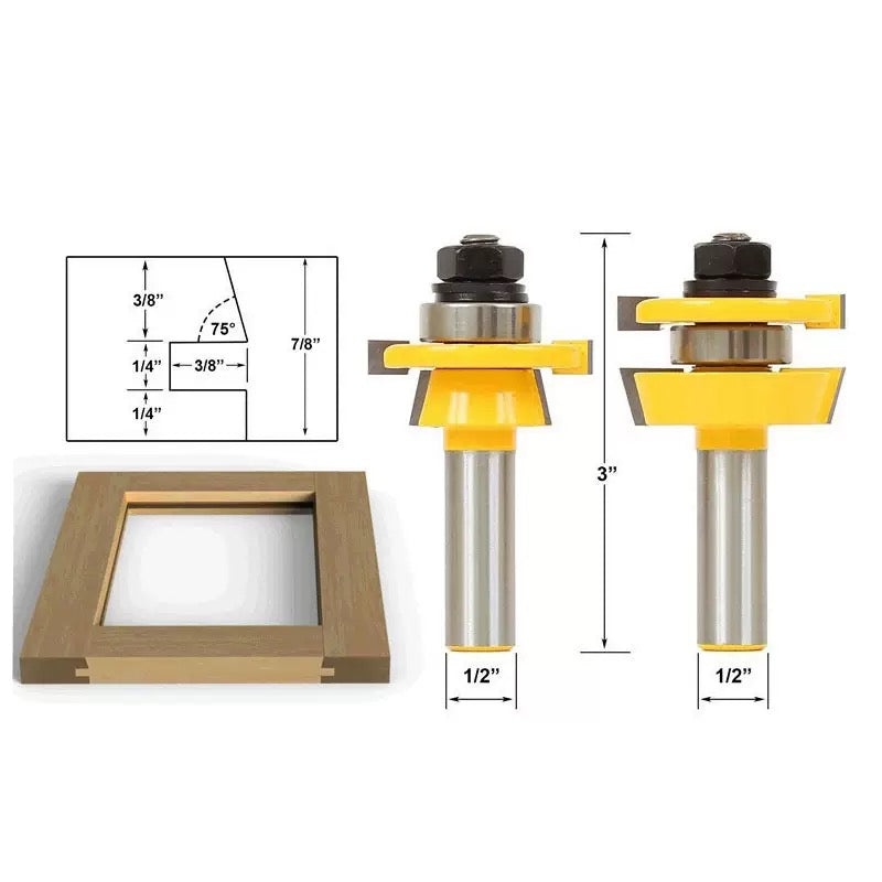 Rail and Stile Shaker Cutter Router Bit Set