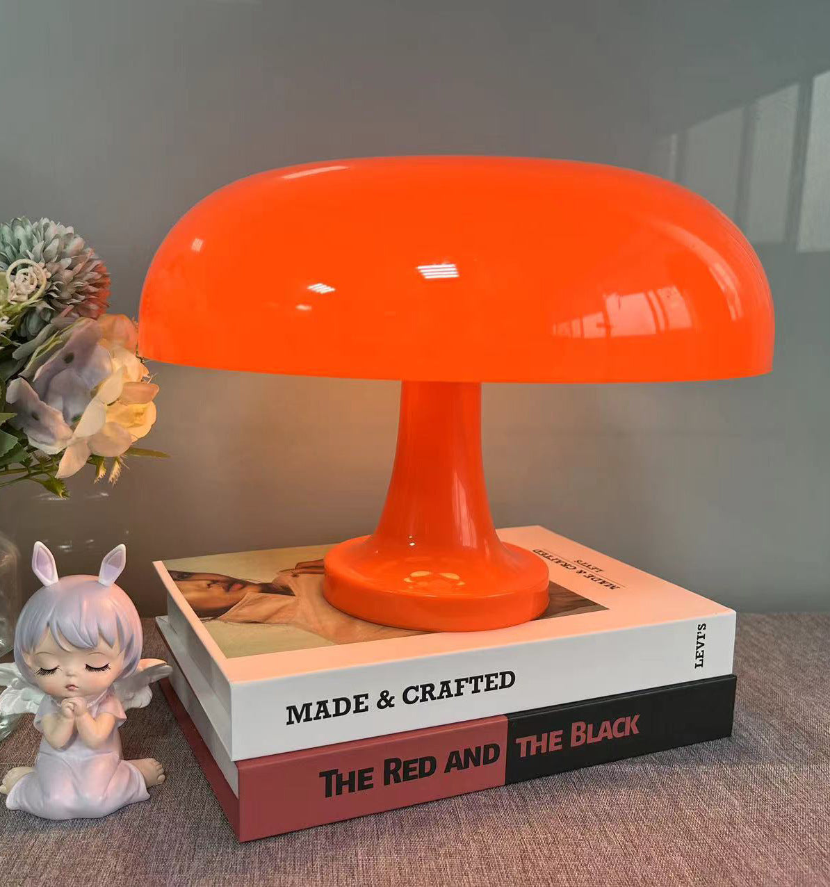 Retro Orange Vintage Mushroom Lamp - Mid-Century Mushroom Table Lamp
