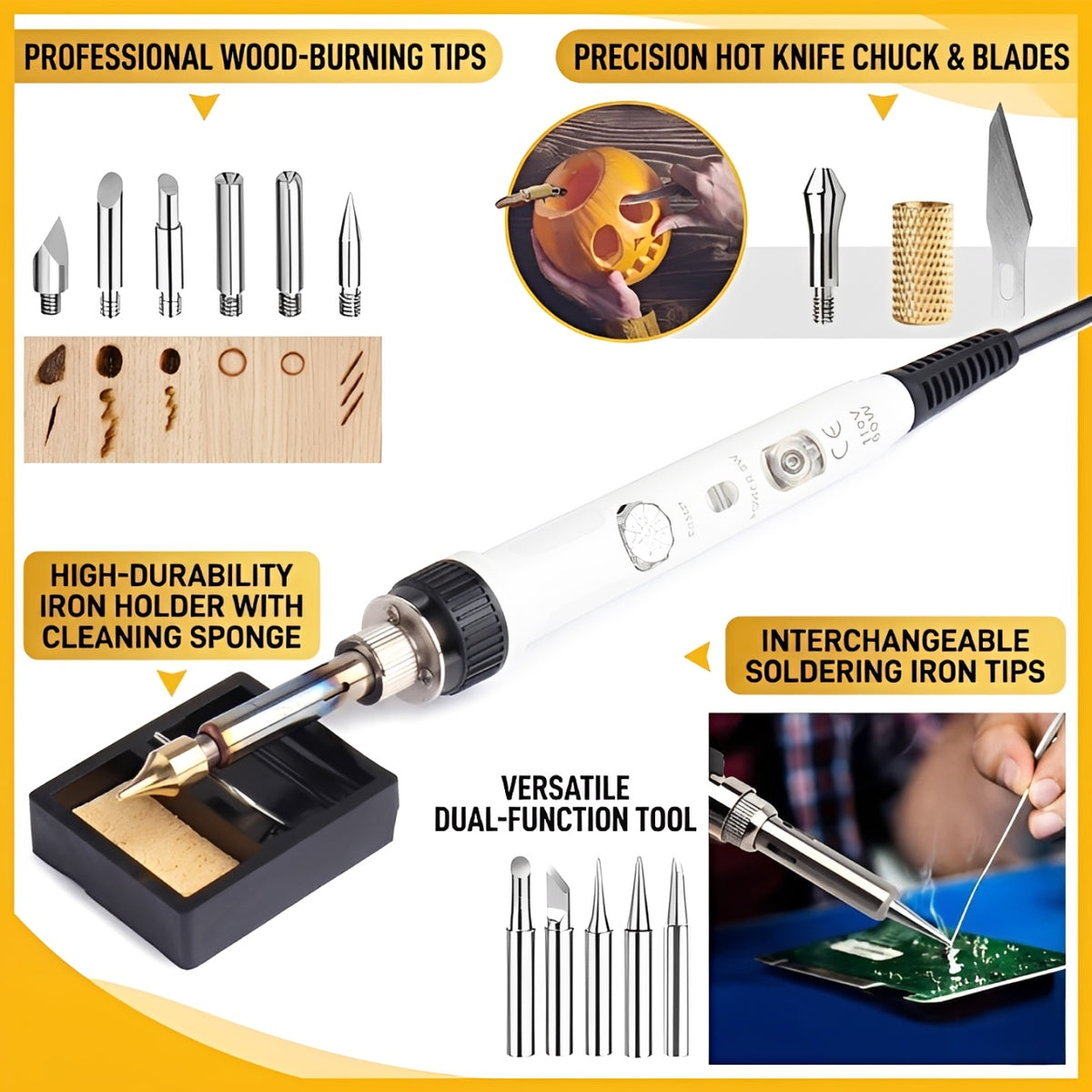 99-Pcs Wood Burning Pen & Soldering Iron Kit – Professional Wood Burner Pyrography Pen & Wood Scorching Pen Set