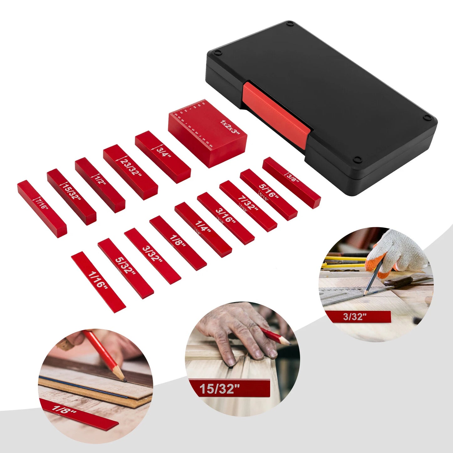 15 Precision Setup Blocks Set for Woodworking - Aluminum Height Gauge Blocks for Router Table and Table Saw Calibration